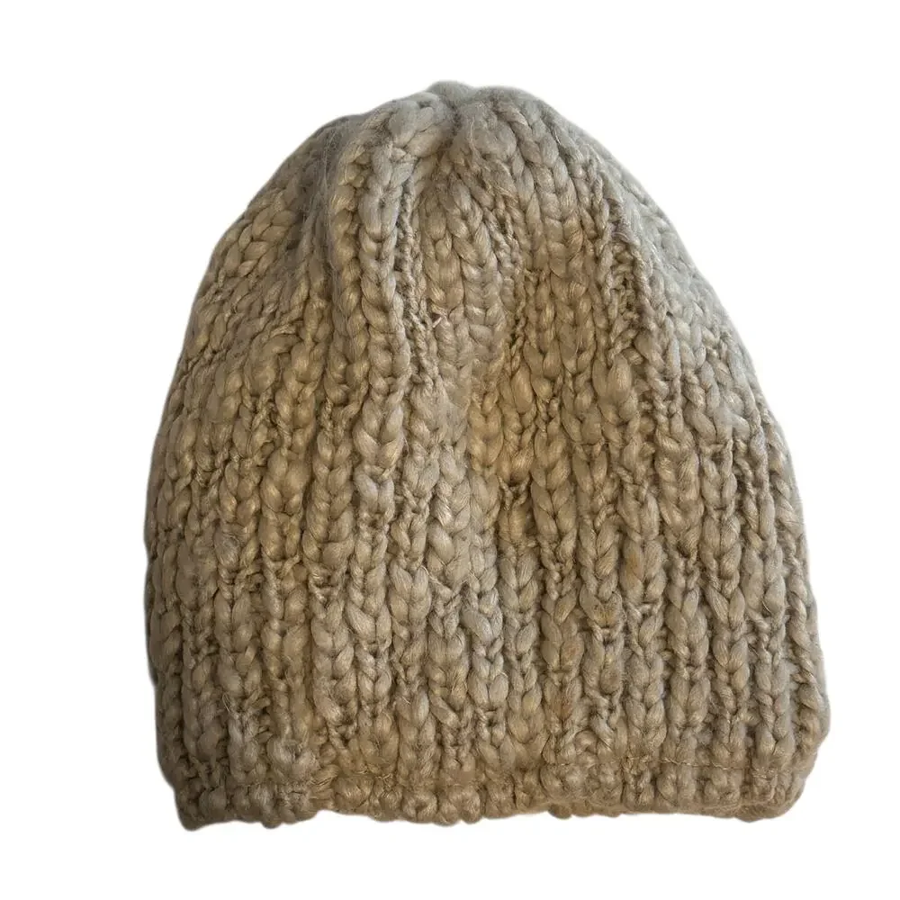 Sweet Turns Knit Beanie Unisex Tan Acrylic Winter Hat Outdoor Warmm Comfy